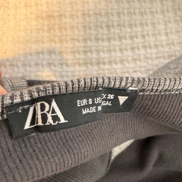 Zara Silver Foil Rib Open Back T-Shirt - Size S - Picture 4 of 7